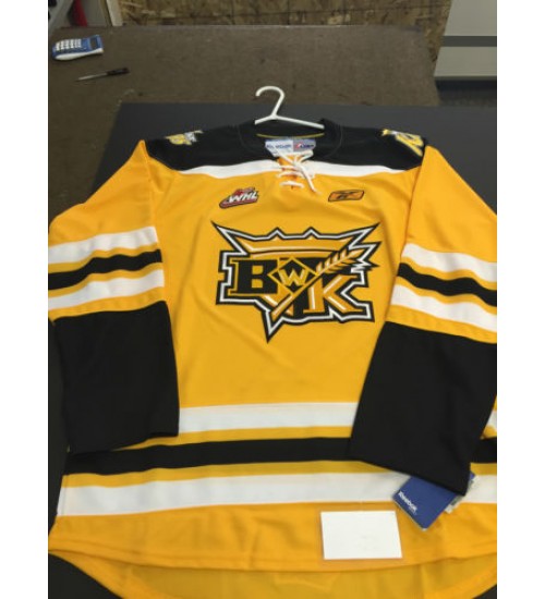 Custom WHL Brandon Wheat Kings 10 11 Third Hockey Jersey Yellow